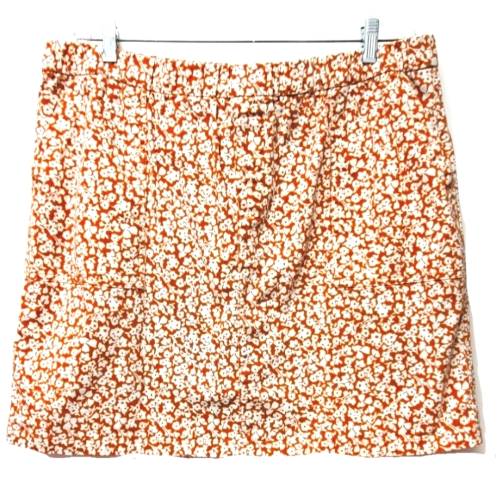Land"s End Tan White Floral Cotton Stretch Skort Pockets Size 18W